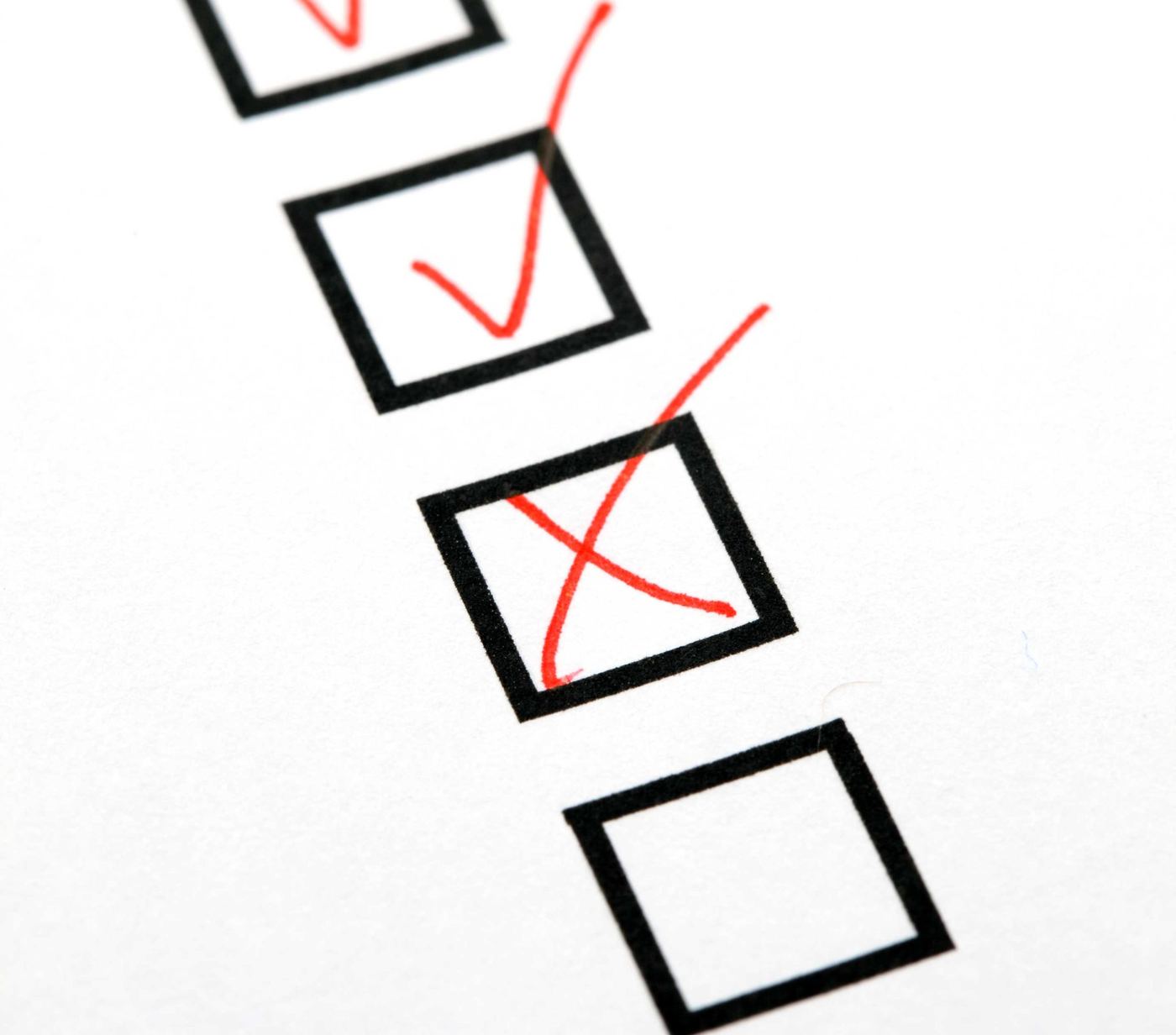 Compliance checklist with ticked checkboxes